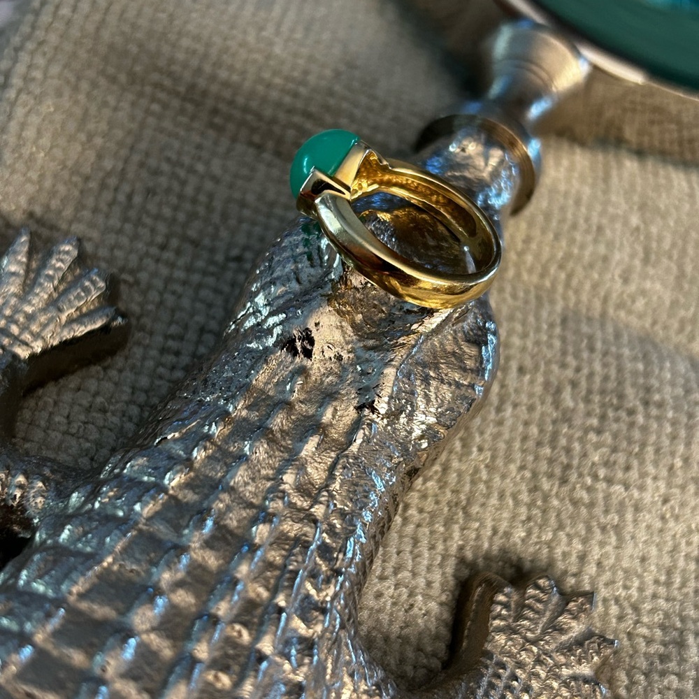 14k Yellow Gold Nabco Ring with green jade stone. Size 5 - Picture 5 of 14